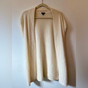 Ann Taylor Angora Wool Long Cardigan Sweater Vest Ivory Women’s M Medium